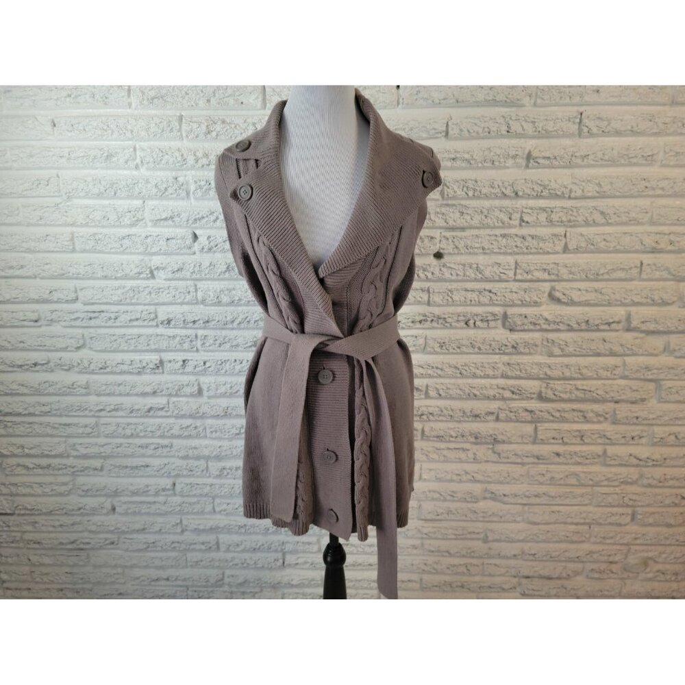 Liz Lange Target XL Maternity Cardigan Sweater Gray Cable Knit Vest SWE89E